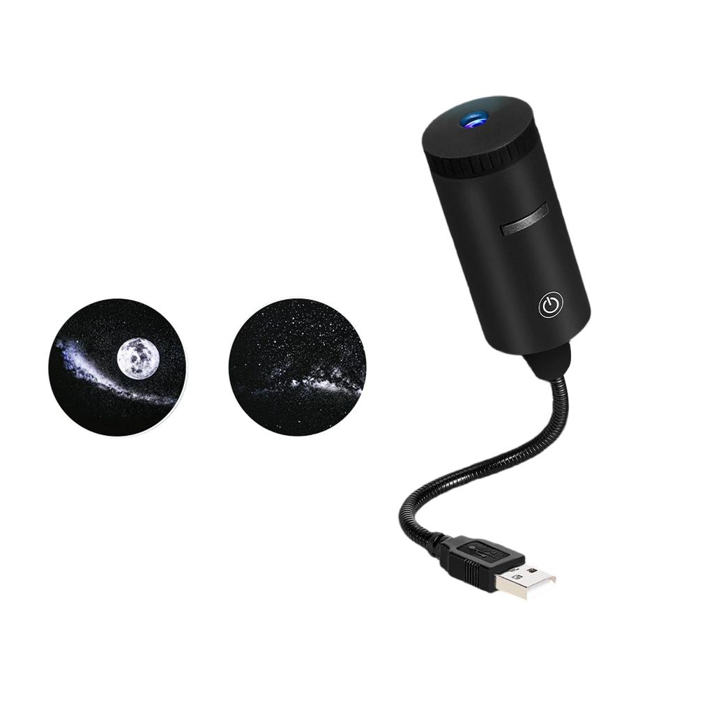 USB Projection Night Light with Replaceable Film Slides - Planet Moon Theme for Car and Home Decorative Ambient Lighting