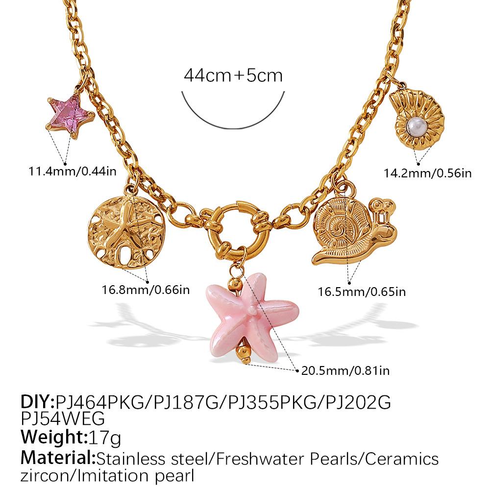 Ocean Wind Resort Beach DIY Pendant Starfish Necklace Stainless Steel Gold Plated Necklace Jewelry Women