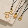 Minimalist Geometric Pendant Leather Cord Necklace High Quality PVD Plated Stainless Steel Collar Popular Jewelry Daily