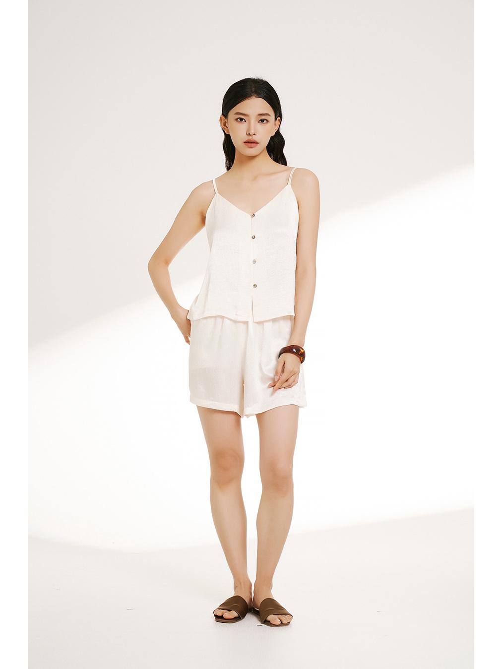 

Sexy Korean-Style Open-Front Camisole Pajama Set for Women - Solid Color, Vacation-Ready, Spring/Summer, High-End Feel, Short Base Layer One Size