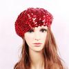 Solid Color Glitter Beanie Cap Retro Women's Sequin Beret Shiny Painter Hat  Music Festivals