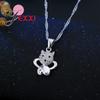 Cute Dog 925 Sterling Silver Jewelry Sets Inlaid Crystals Pendant Necklace/Earring Sets For Women Girls Birthday Gift