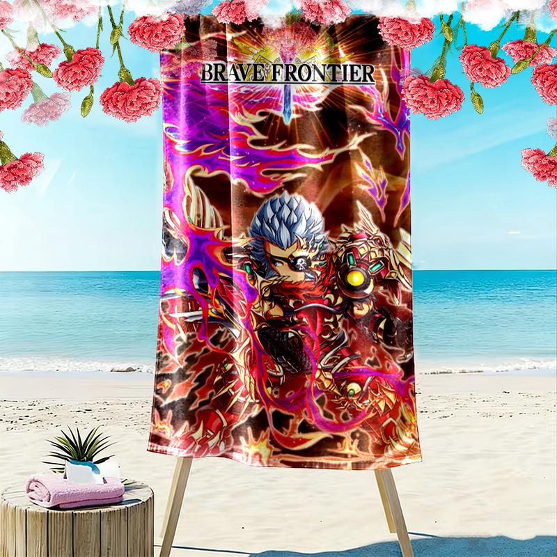 Brave Frontier Print Beach Towel, Large Soft Quick Dry Towel for Beach Camping Swimming
