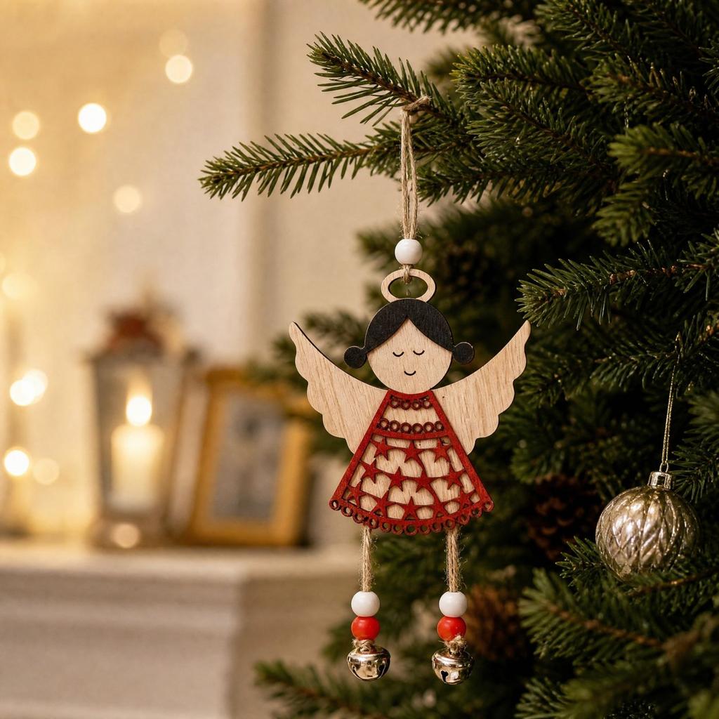 Large Wooden Christmas Hanging Ornament for Christmas Tree and Indoor Home Decor