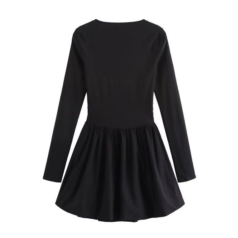 Zab Autumn New Women Clothes Western Style French Style Design Balloon Version Short Dress 1131996