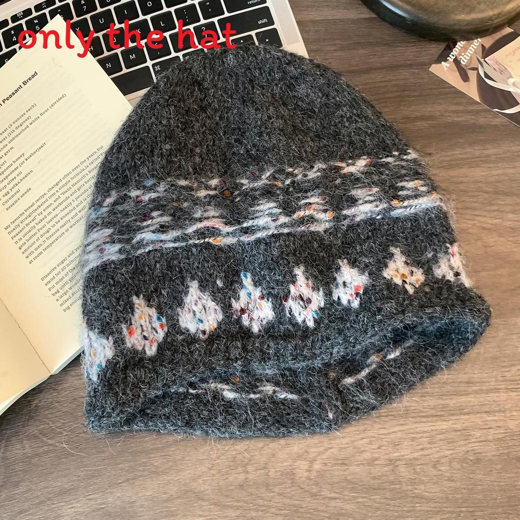 Vintage Knit Beret Wool Blend Warm Hat For Autumn Winter Women