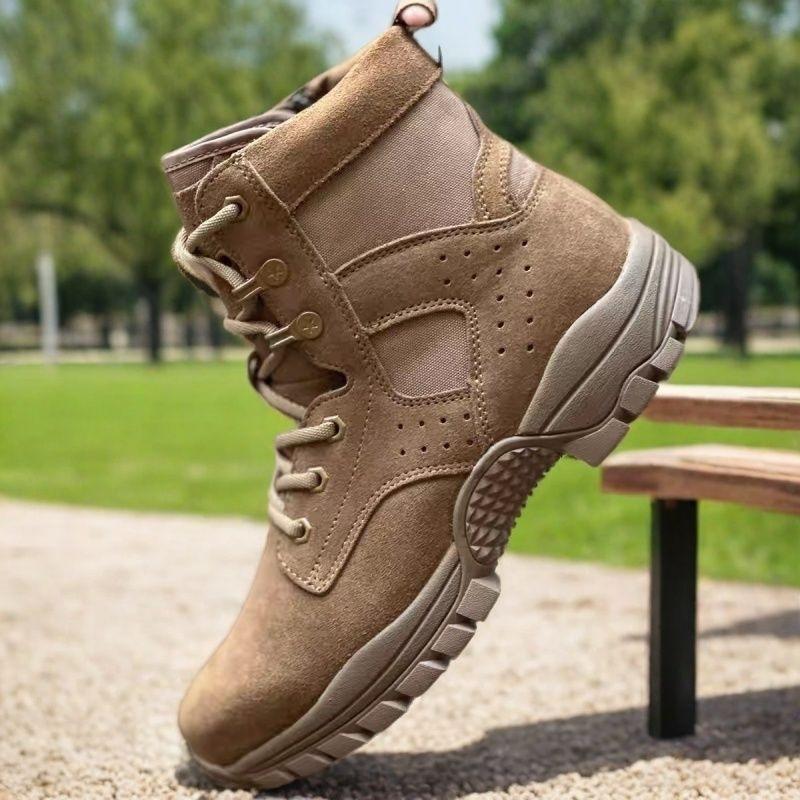 

Outdoor new middle help new brown combat training boots ultra-light puncture waterproof training cowhide boots ultra-light desert boots 43