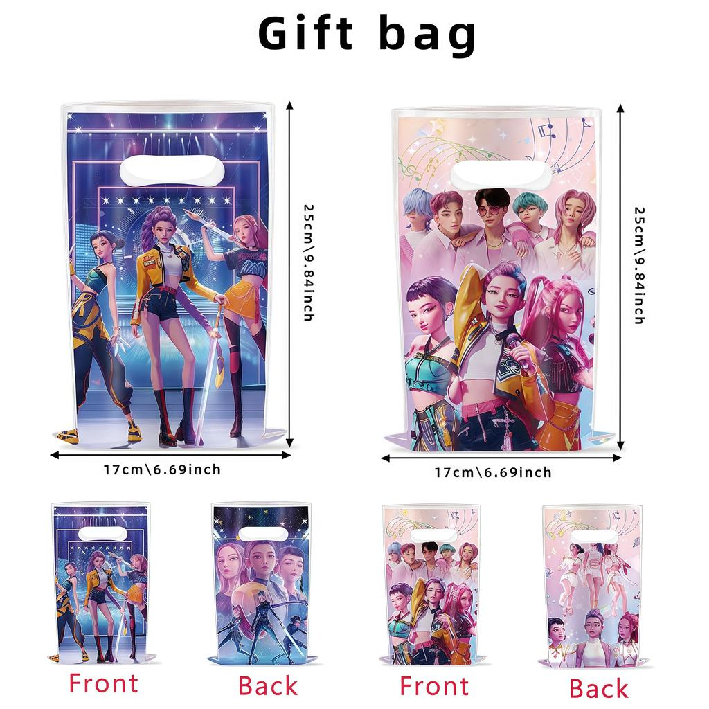 Dämonenjäger Party Geschenktüte Mädchen Gastgeschenke Koreanischer Kpop Anime Süßigkeiten Goodie Bag für Kinder Geburtstagsdeko Babyparty Partyzubehör