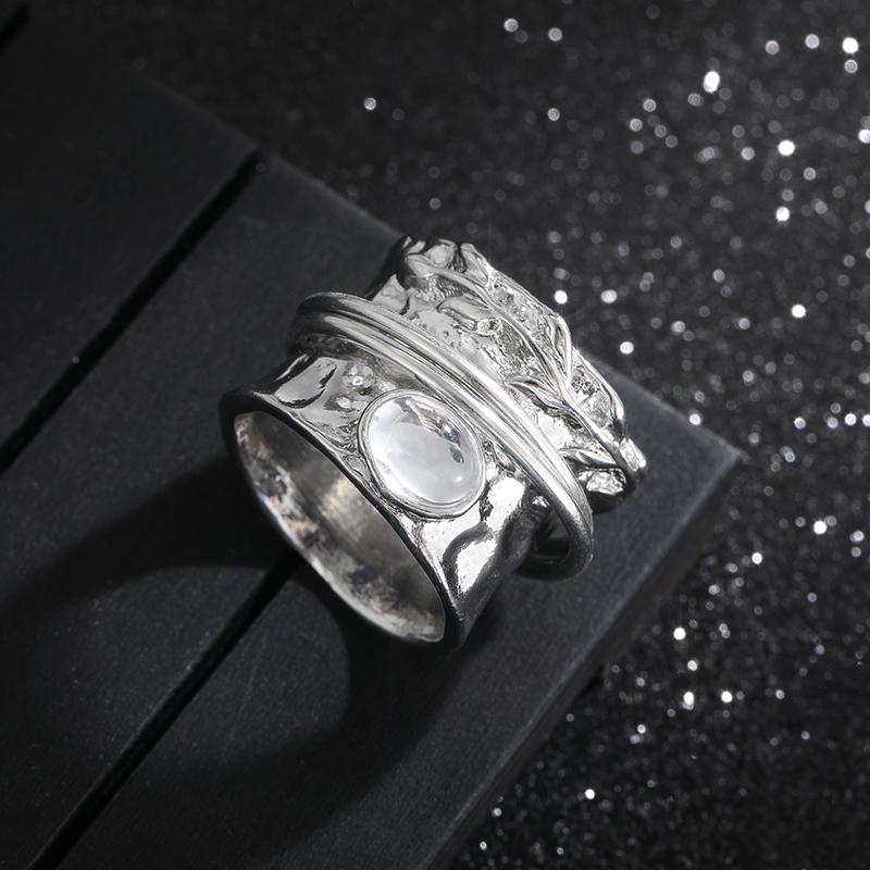 Bagues Vintage en pierre de lune tibétaine pour femmes, grandes bagues en cristal de guérison, style Boho Antique indien, bijoux fins, cadeaux pour filles et dames