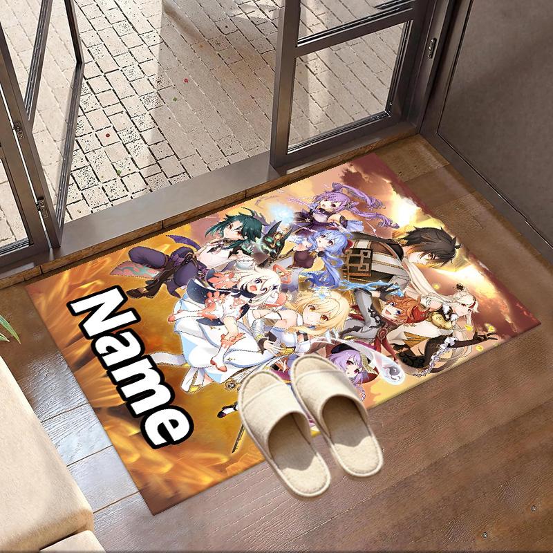 Custom Name Personalized Genshin Impact Print Carpet, Versatile Home Decor Rug, for Playroom, Apartment, Balcony, Entryway, Hallway Gift