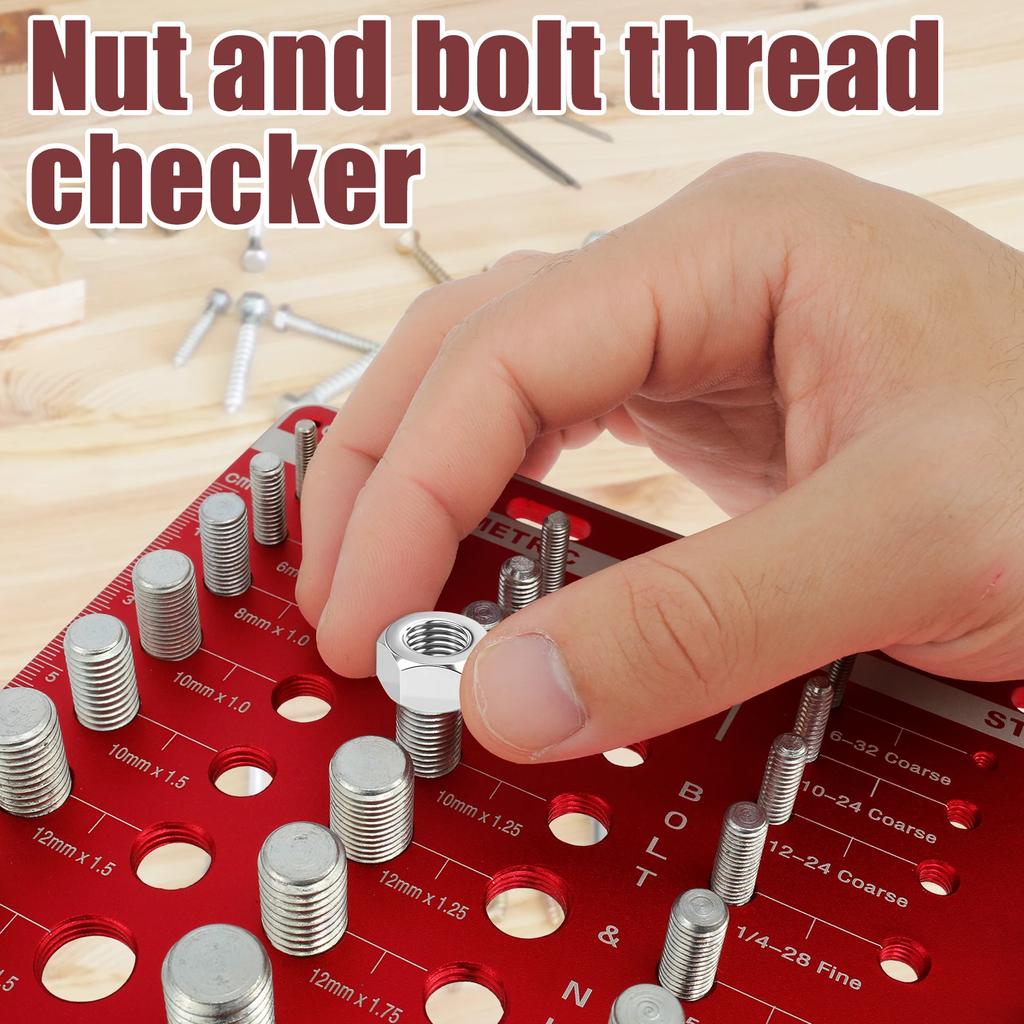 Aluminum Alloy Bolt Nut Gauge for Workshop Garage 34 Holes Bolt Size Thread Gauge Multifunctional Nut Bolt Thread Checker New