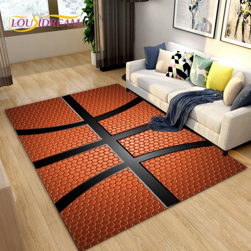 3D Basketball Basketball Cour Area Rug,Carpet Rug for Living Room Bedroom Sofa Doormat Decoration,Kids Play Non-slip Floor Mat