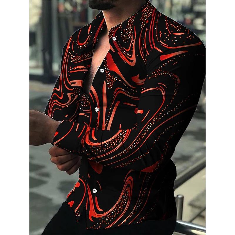 2026 Fashion Men's Prom Diamond Starry Sky Designer Luxury Cardigan Social Men's Lapel Button-up Shirt Casual Spring Autumn