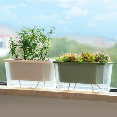 Selbstbewässernder Blumentopf Kunststoff Pflanztopf mit Reservoir Einfach nachfüllbar Pflanzgefäß mit Dochtseilen für Sukkulenten Frühlingszwiebeln Balkon Fensterbank Gartenarbeit