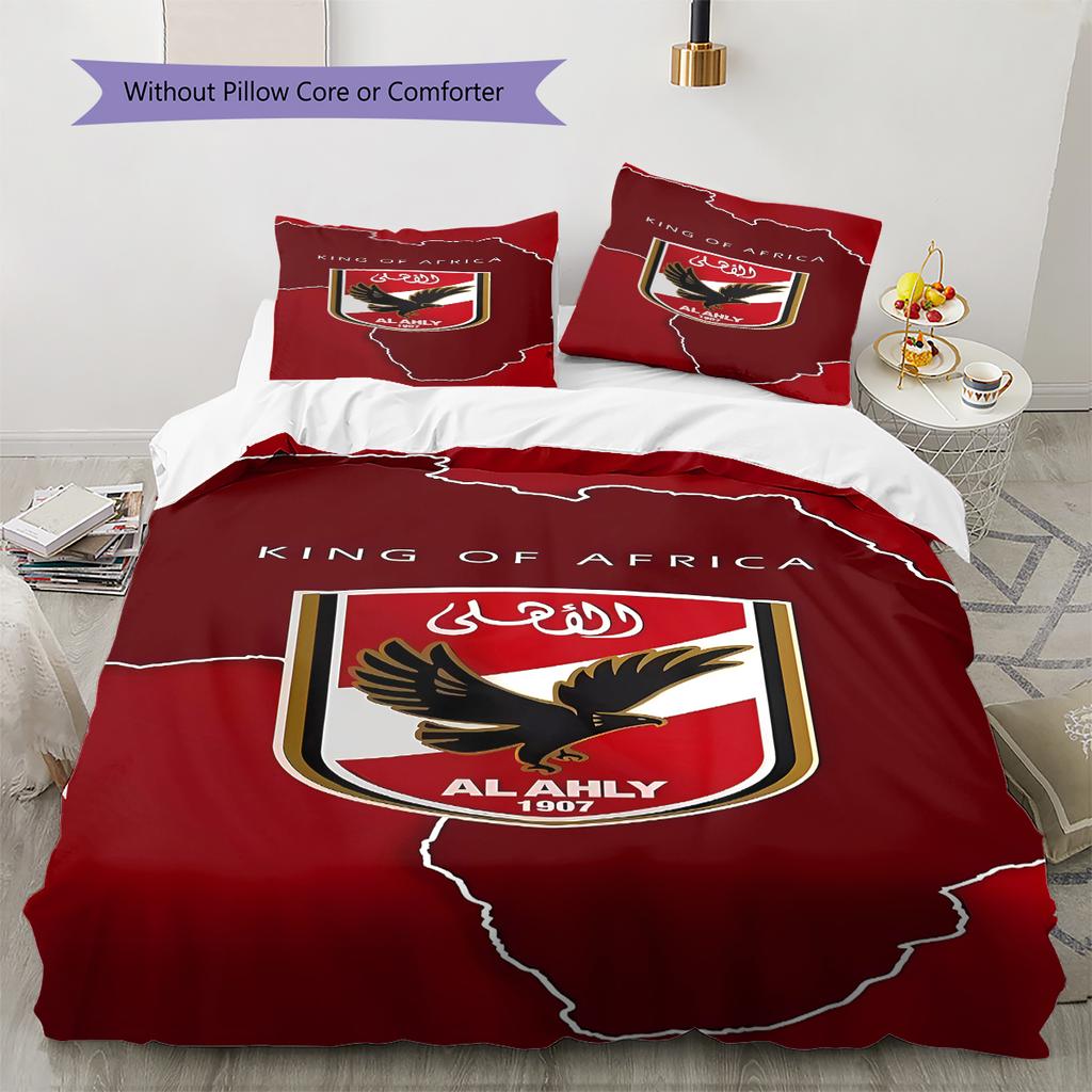 Alahly Pattern Bedding,Quilt Set Quilt Cover Pillowcase Home Decoration Birthday Gift (1 * duvet cover + 2 * pillowcase, without core)