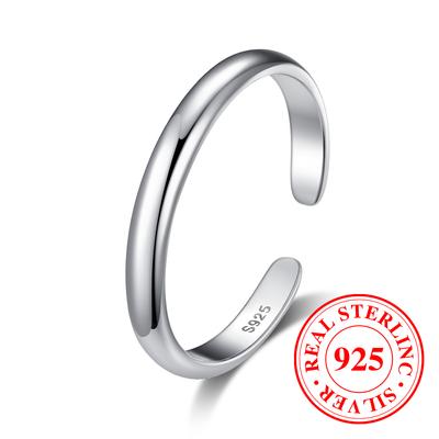 S925 Sterling Silver Simple Toe Ring Adjustable Opening Finger Foot Ring Summer Beach Vacation Jewelry for Women Girls