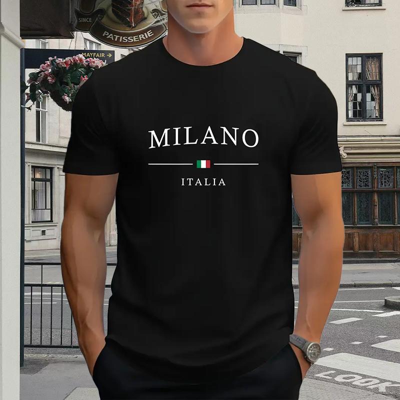 New Summer Men's Fashion T-shirt Personality Versatile Printed Men's T-shirt Top