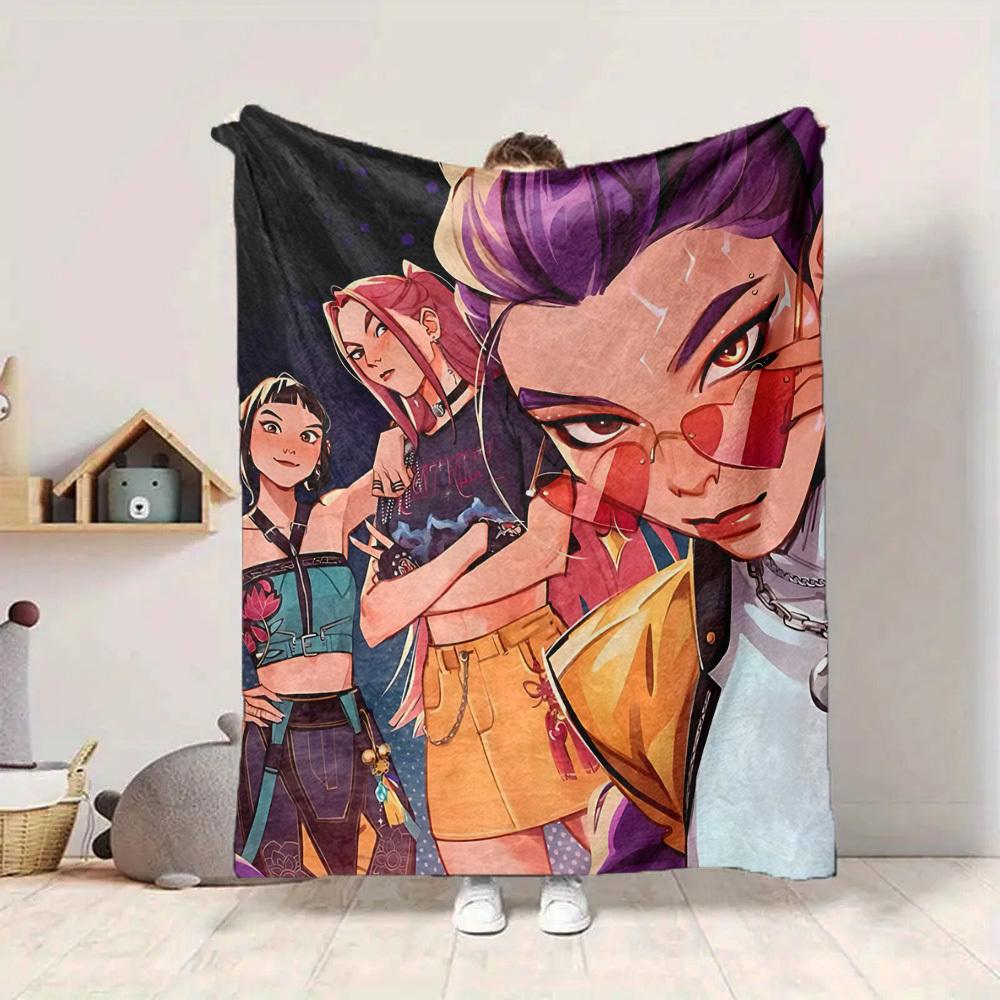 1pc K Pop Demon Hunters Flannel Blanket, Soft Skin Friendly with Digital Printing, Various Sizes Available for Family, Friends, Birthday