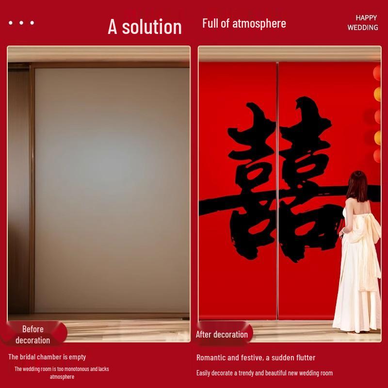 Double Happiness Wedding Banner Set - Room & Wall Décor for Engagements & New Home