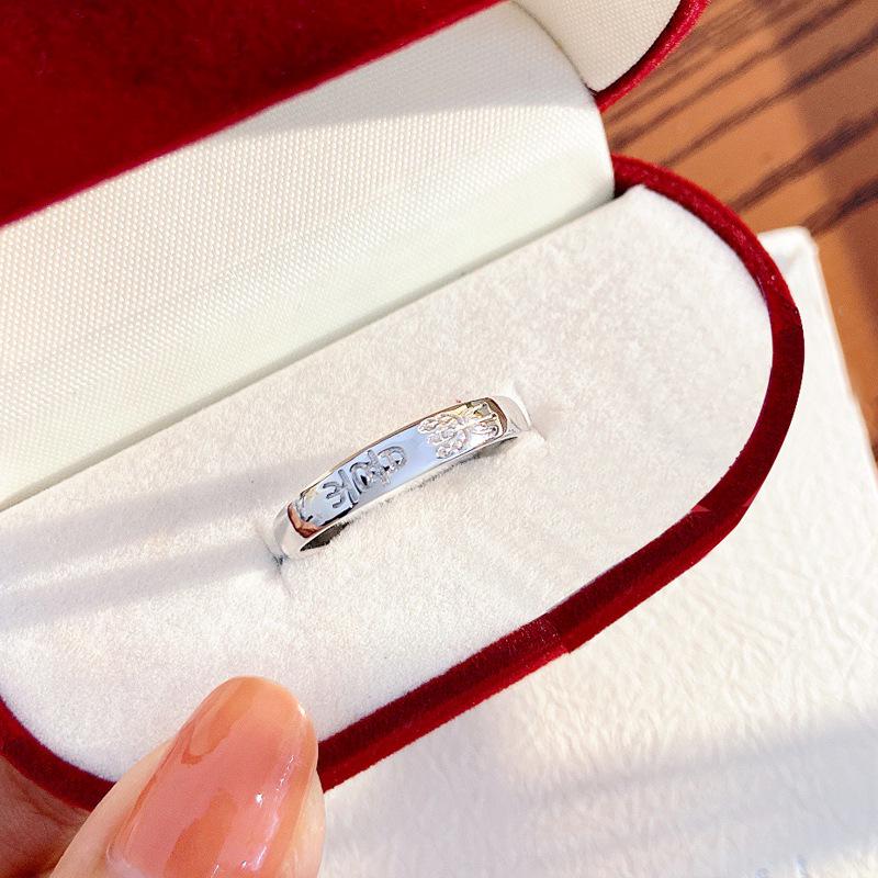 High-End S925 Sterling Silver Peace & Joy Women s Pinky Ring Adjustable Open Size