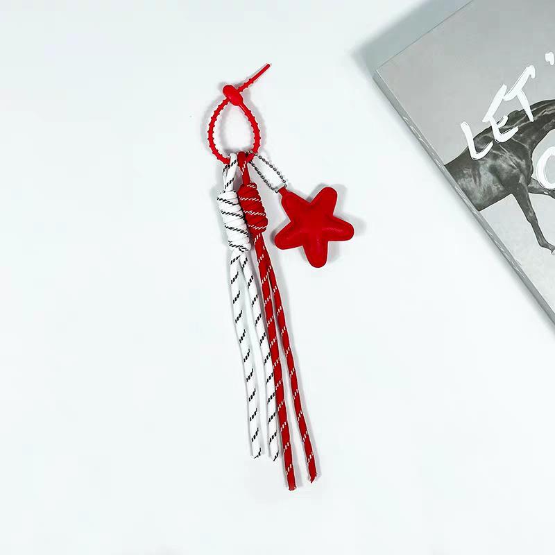 Tassenbedel Creatief Denim-vormige Vijfpuntige Ster Geweven Lanyard Hanger Trendy Tassenhanger
