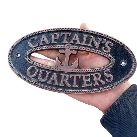 Captain Quarters messingskilt Nautisk plakett Kobber Messing Veggdekorasjonsplakett