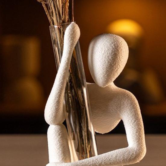 Abstract Human Sculpture 3D Printed Modern Test Tube Vase Holder for Fresh Dried Flowers Minimalist Desktop Figurine for Home Shelf Desk Living Room
