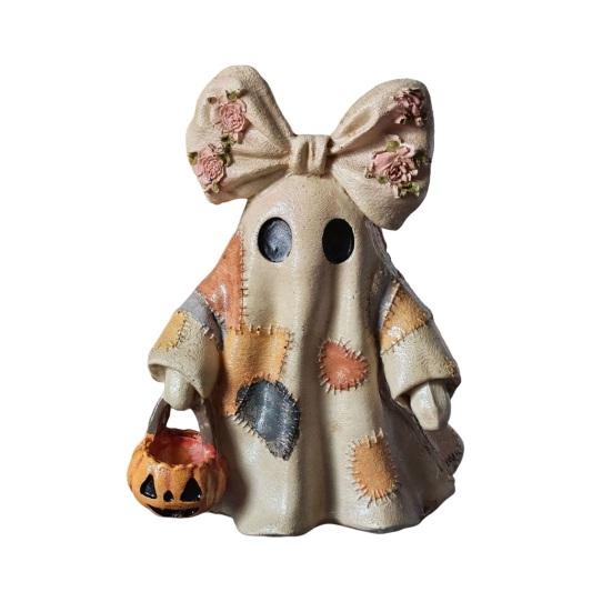 Figura de Fantasma Patchwork Iluminada de Halloween yangyizhi, Lazo Luminoso con Linterna de Calabaza, Lámpara de Fantasmas Decoración para Fiesta Festiva