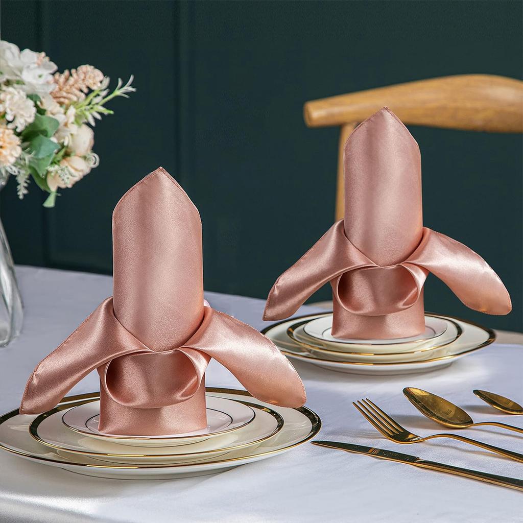 6Pcs 43X43cm Satin Table Napkin Soft Handkerchief Romantic Wedding Birthday Banquet Square Table Napkins Dinner Party Decoration