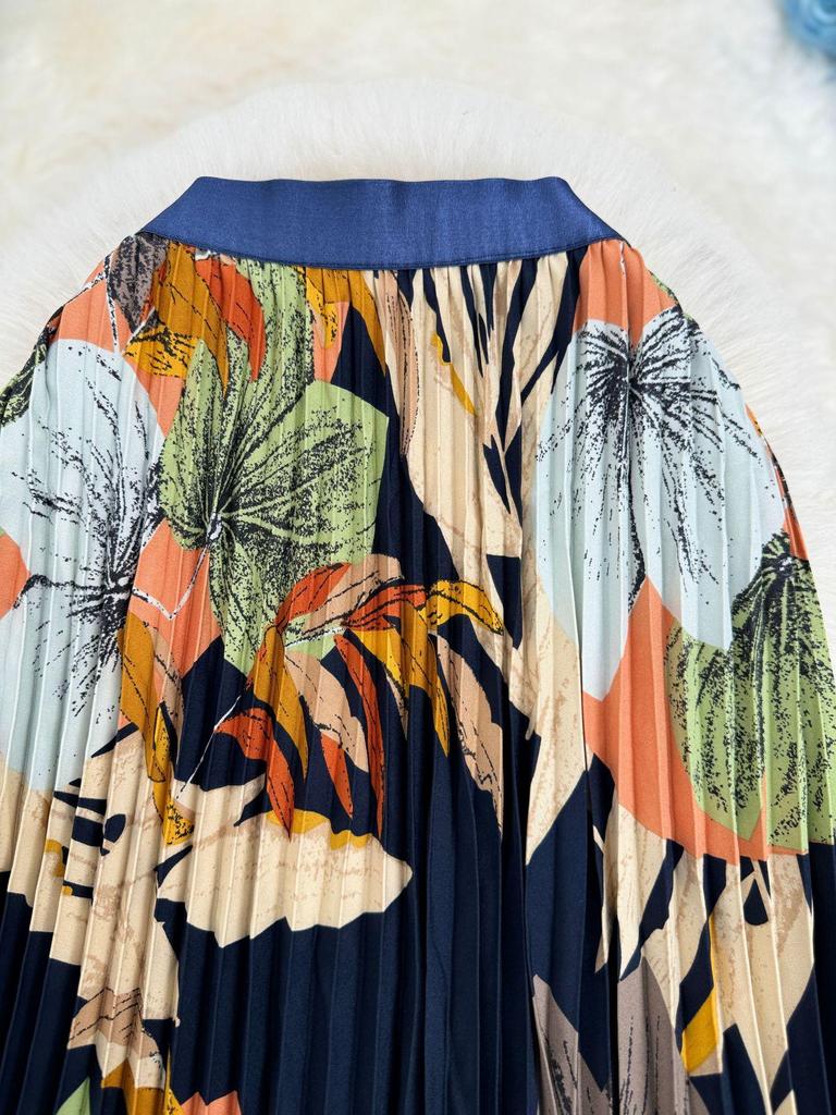 European & South African High-Waisted 3D Printed A-line Midi Skirt for Women