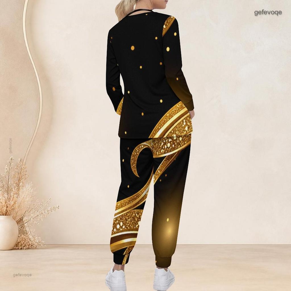 Women Plus Size Printed Nurse Scrub Set V Neck Long Sleeve Top With Pockets Long Pants