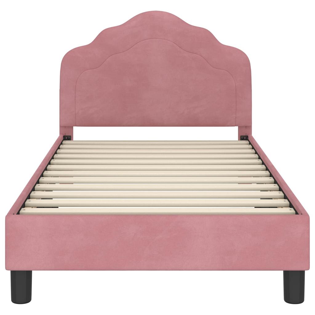 Children s Bed Frame with Headboard Pink 80 x 160 cm Velvet