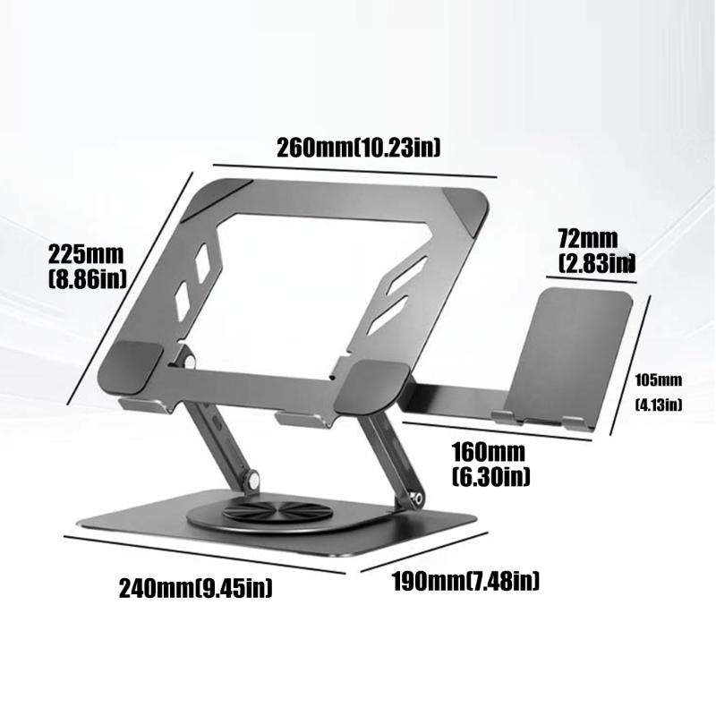 Portable Foldable Laptop Stand With 360 Degree Rotations And Double Axises Height Adjustment For 11 To 17.3Inch Devices