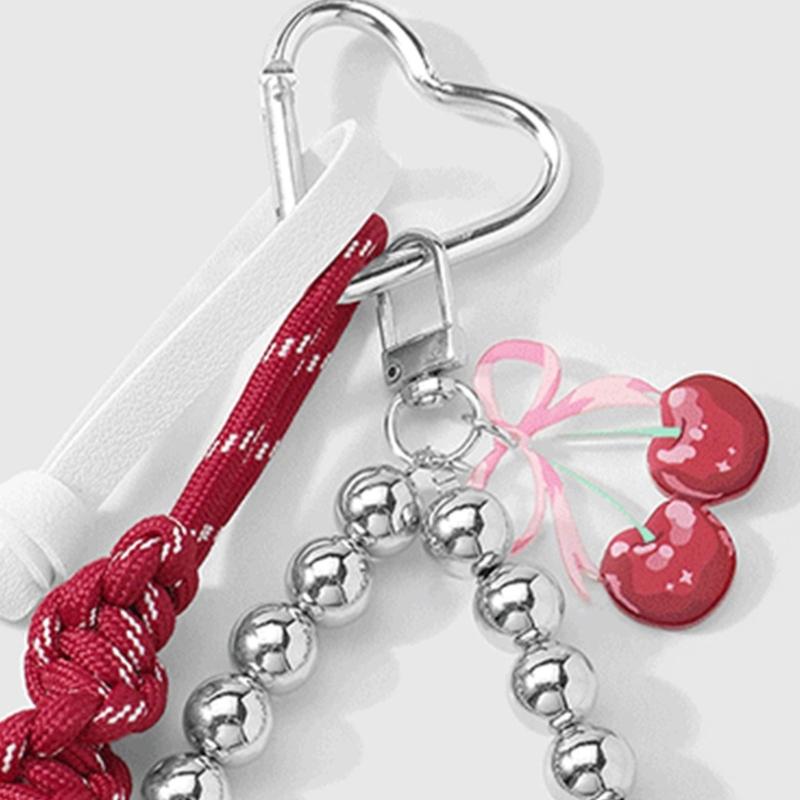 Braided PU Leather Cord Keychain With Mushroom/Heart Charm Elegant Metal Accessory For Bags Backpacks Gifts
