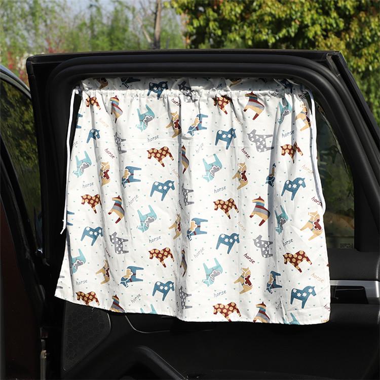 Summer Cartoon Cotton Car Sunshade Blackout Curtains with Suction Cups - Sun Protection and Heat Insulation.