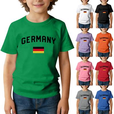 Kids Loose Fit Casual T-Shirt Germany World Cup Inspired Print Children Short Sleeve Tee Boys Girls Soft Cotton Top