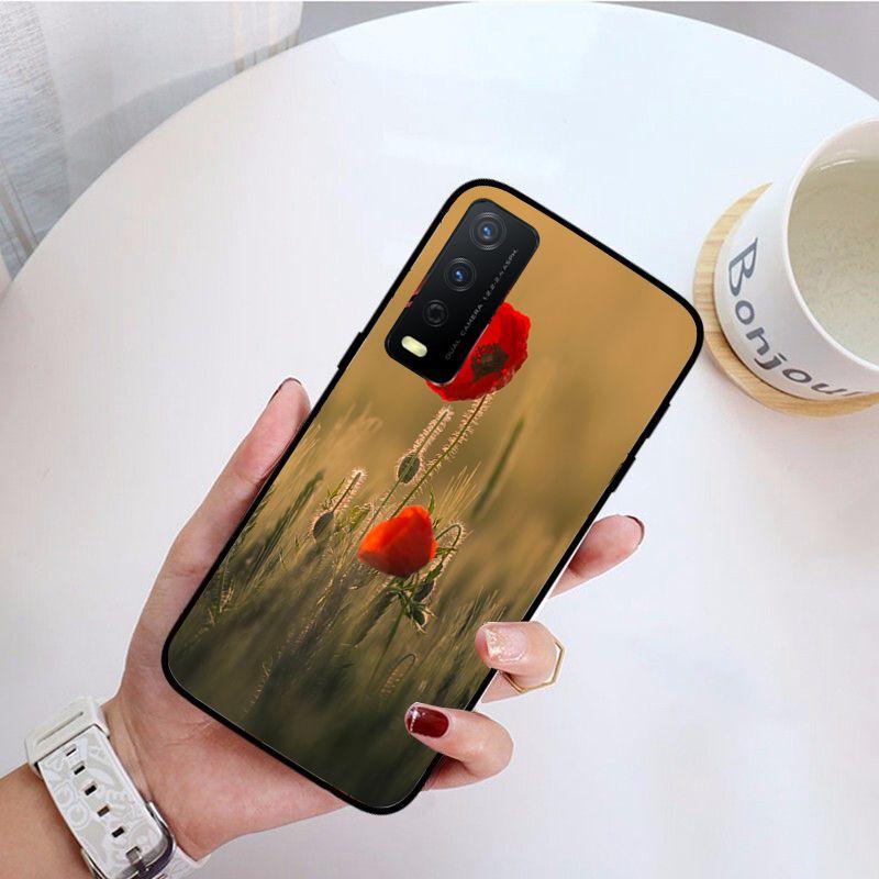 Poppy Flower Funda Phone Cover For Vivo Y31 Y30 Y33S Y11S Y12S Y17 Y20 Y20S Y21 Y21S Y1S Y53S Y15 Y19 Y91C V23 5G Cases Coque