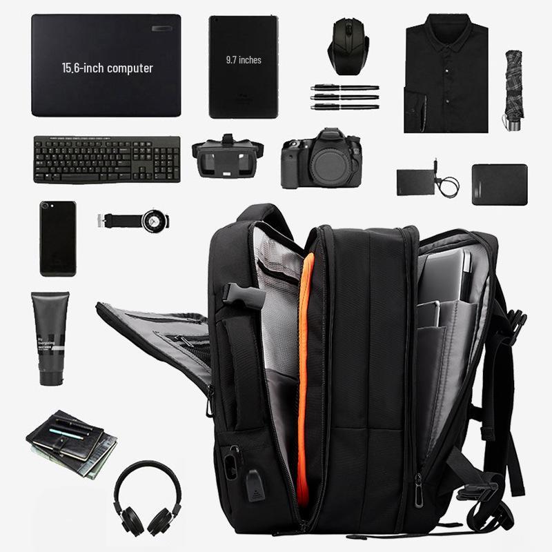 Expandable Cross-Border Travel Backpack with Large Capacity, Wet/Dry Separation and Multi-Functional Design for Business, School, and Travel.