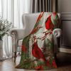 1pc Cardinal Blanket - Bird Theme Decor Soft Flannel Throw Blanket All Seasons for Sofa Bed Camping