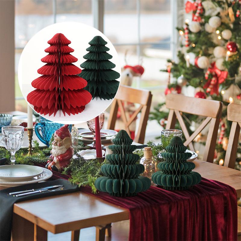2026 Christmas Tree Honeycomb Ball 3D Folding Christmas Tree Ornament Desktop Decoration  for Xmas Navidad Happy New Year Decor