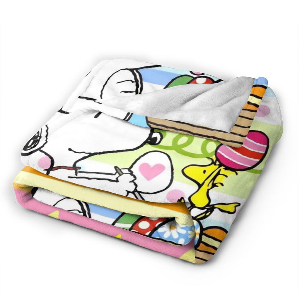 Happy Easter Eggs Snoopys Blankets Fleece Lightweight Throw Blanket for Airplane Travel Bedroom Quilt