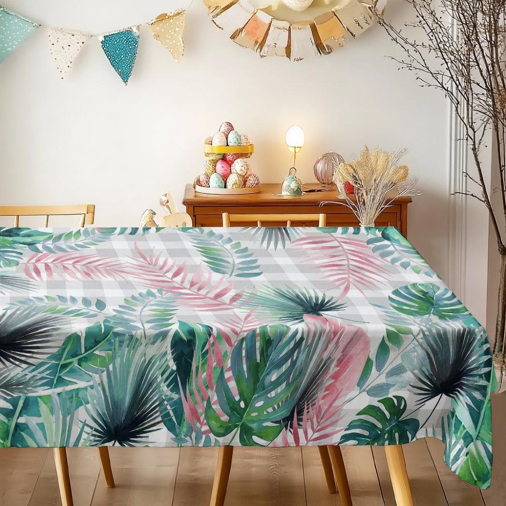 Tropical Leaves Pattern Rectangle Table Cloth for Table Decor Party Waterproof Reusable Tablecloth for Table Indoor Outdoor