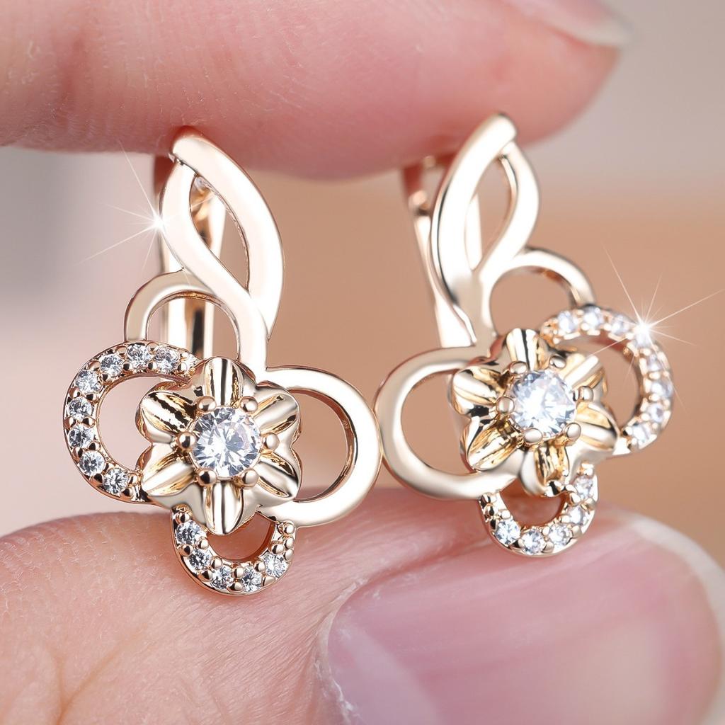 Micro-set Diamond Rotating Windmill Stud Earrings, Temperament Niche Design Sense Banquet Women's Earrings