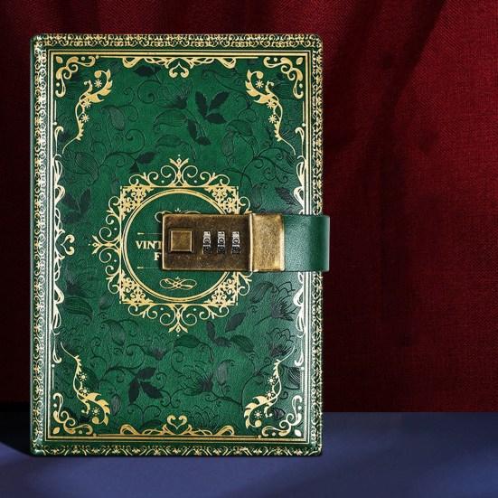 Notizbuch im Retro-Stil mit digitalem Zahlenschloss, passwortgeschütztes Tagebuch, Tagebuch, Planer, Organizer für Studenten