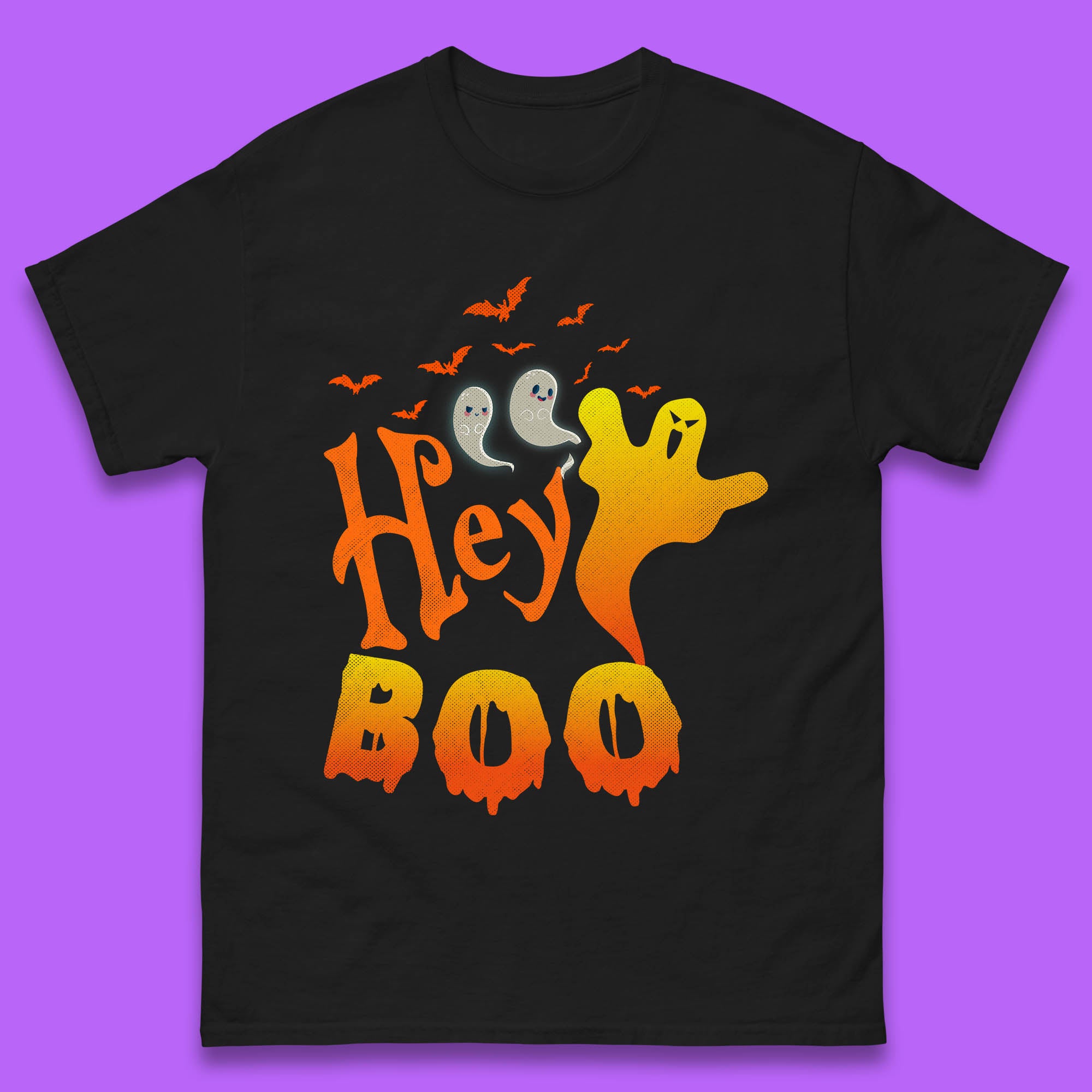 Whispers in the Moonlit Night Hey Boo Horror Scary Costume Halloween Boo Wear Mens Tee Top 4XL