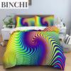 3D Duvet Cover Psychedelic Abstract Double Queen Bedding Set 23pcs Quilt Cover with Zipper King Size Polyester Comforter Cover