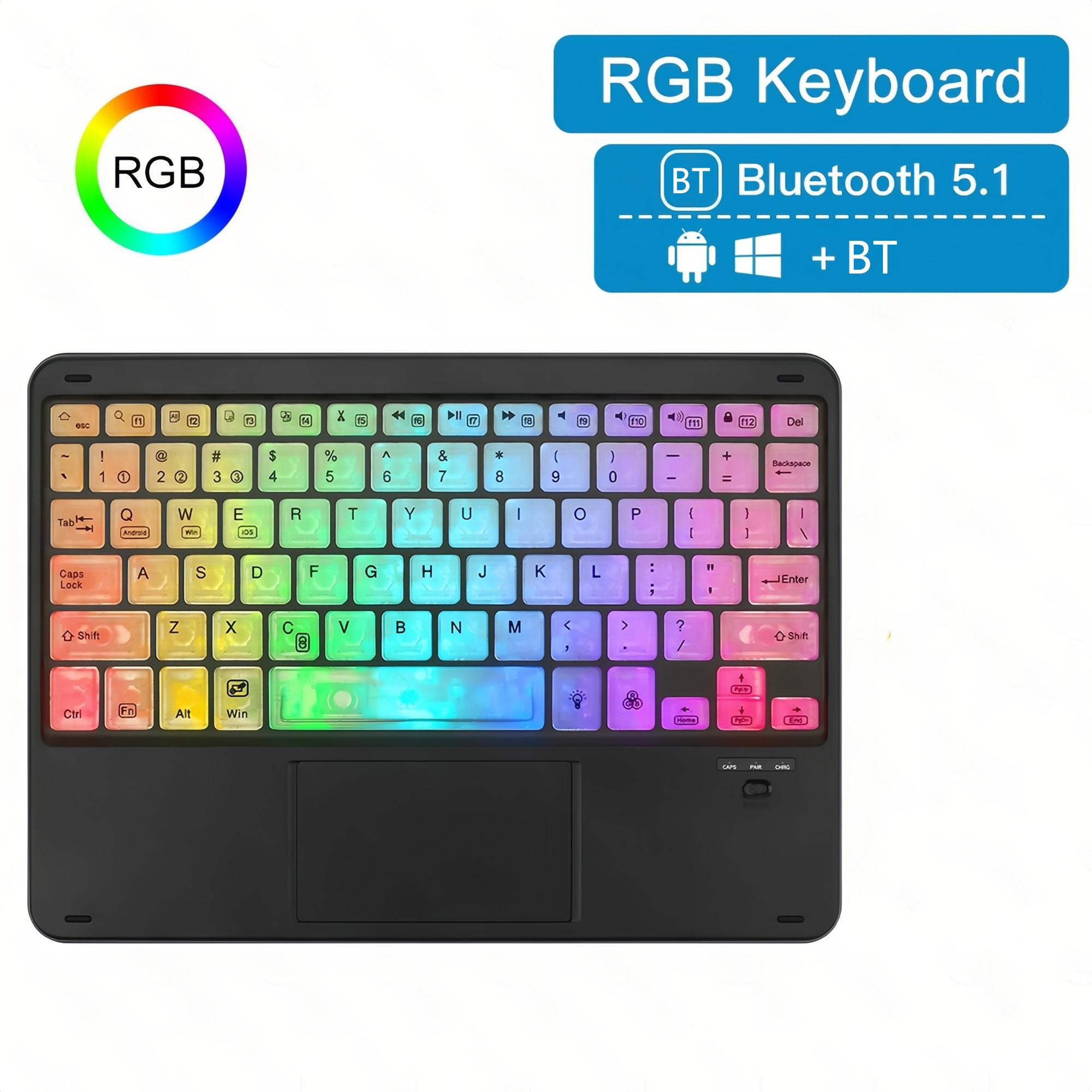 

172 Wireless Touchpad Keyboard RGB Backlit Bluetooth-compatible 5.1 Rechargeable Keyboard Black