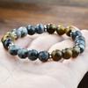 GemChic Unisex Ethnic Agate Tiger Eye Stone Beads Bracelet Classical Retro Elastic Chain Birthday Christmas Jewelry Gift