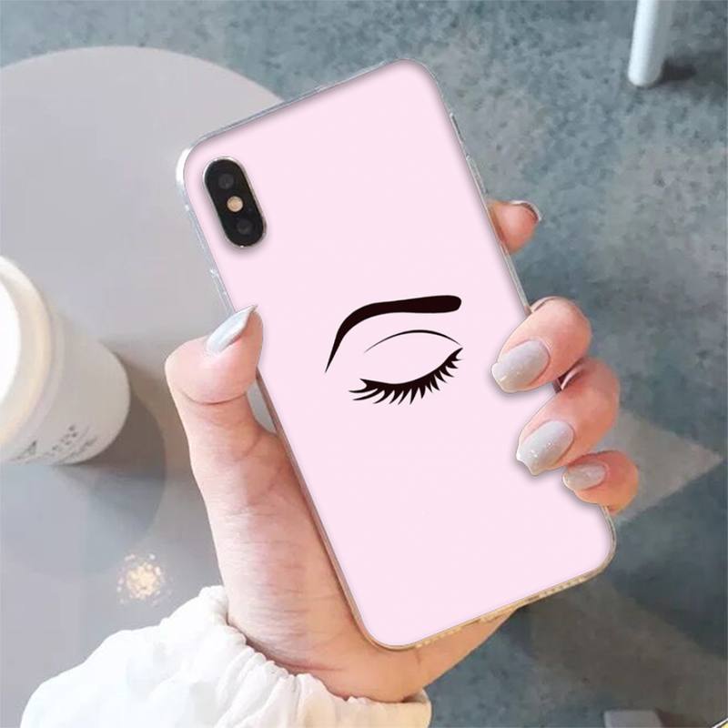 Eyelash pattern And Eyebrow Drawing Phone Case for iphone 13 8 7 6 6S Plus X 5S SE 2020 XR 11 12 mini pro XS MAX