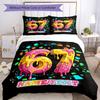 3PC Custom Name Colorful Numbers Bedding Set Printed  Bedding Set Duvet Cover Closure Includes 1 Duvet Cover & 203 Pillowcases for Bedroom
